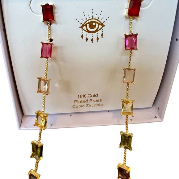 Rainbow Moonstone Diamond Chandelier Drop Earrings – Nina Zhou Women\'s Women\'s Lina Goldtone & Rainbow Cubic Zirconia Drop Earrings - NWT